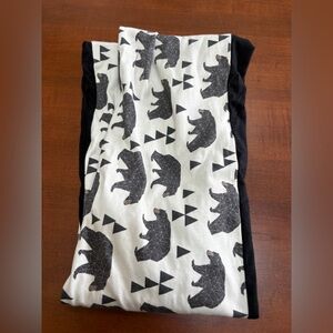 Buttercream Geometric Bear Print Scarf in Black and White